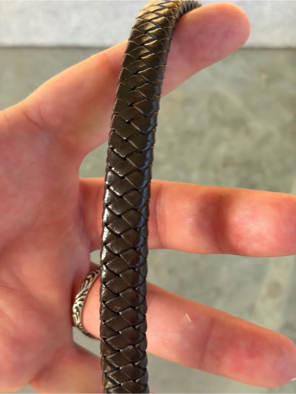 Hand Crafted Dark Brown Braided Leather Cuff Bracelet With Magnetic Closure